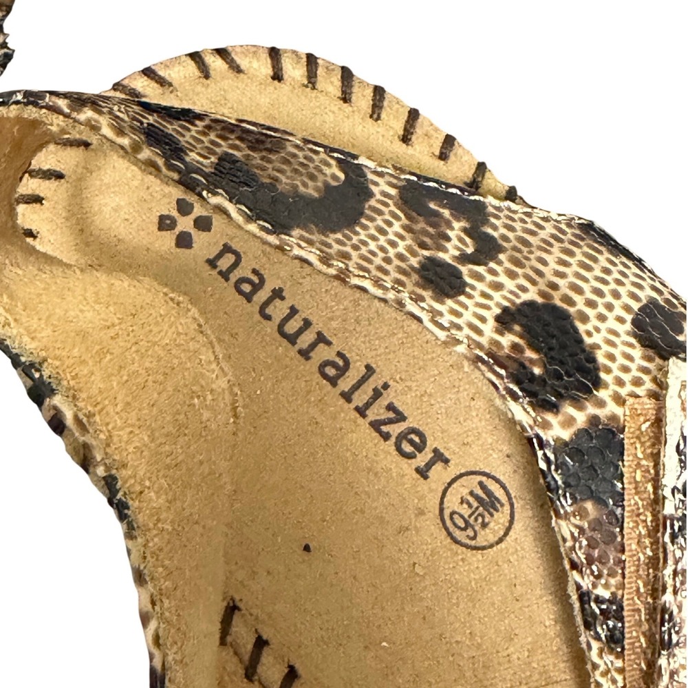 Naturalizer Womens Leopard Print Slingback Flat Sandals Brown Tan 9.5M - Picture 5 of 6